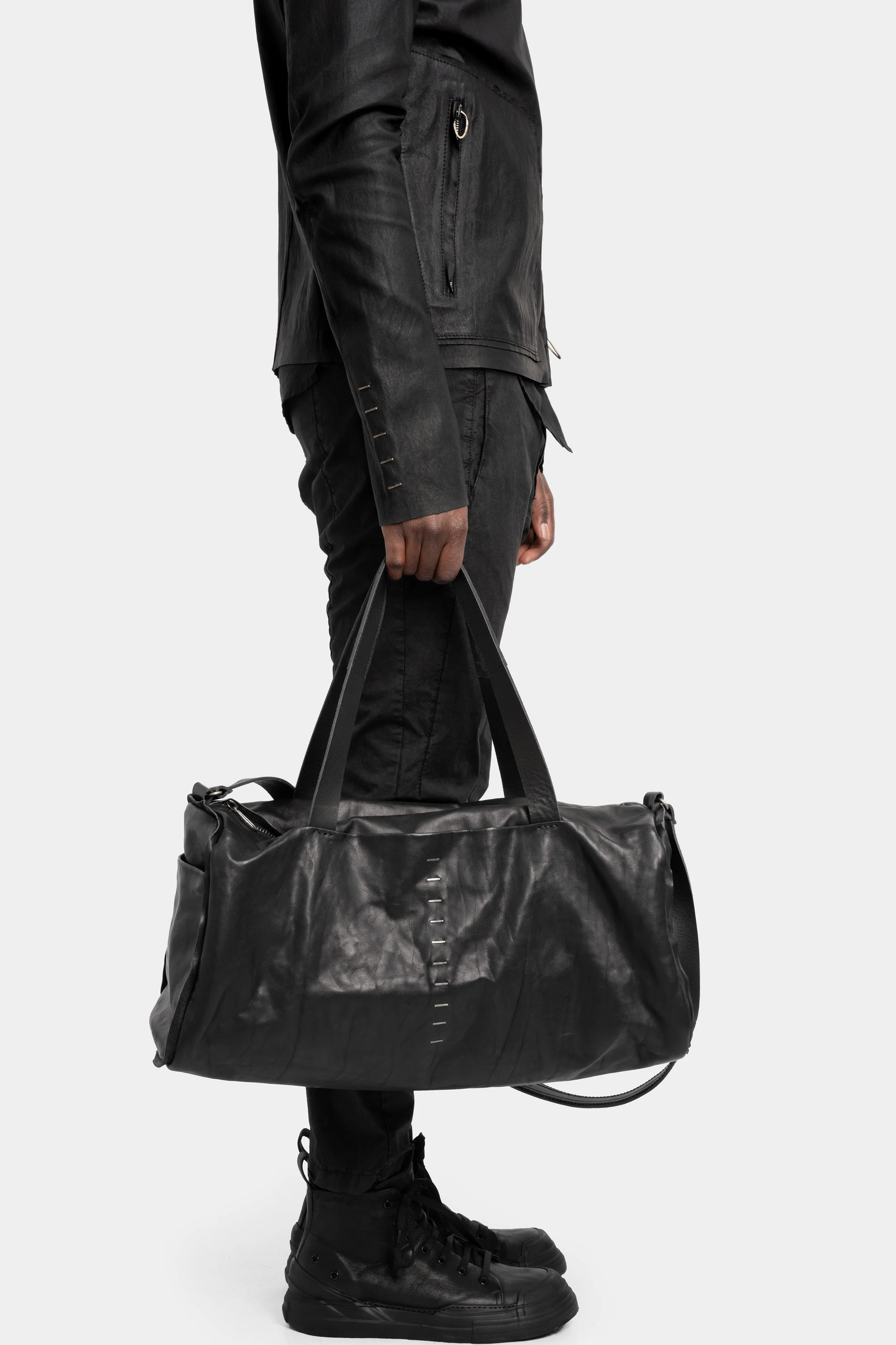 Large leather duffel bag