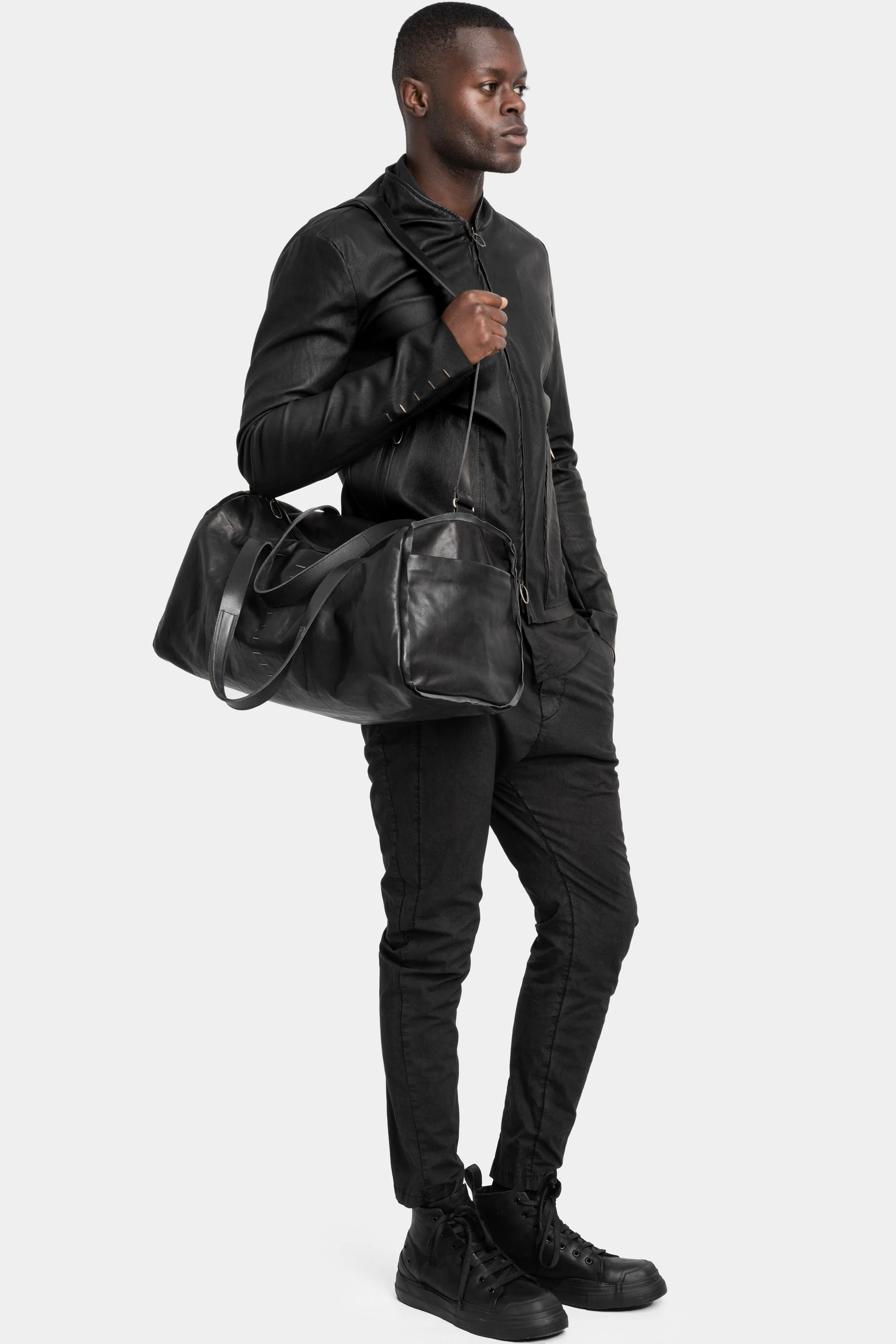 Large leather duffel bag