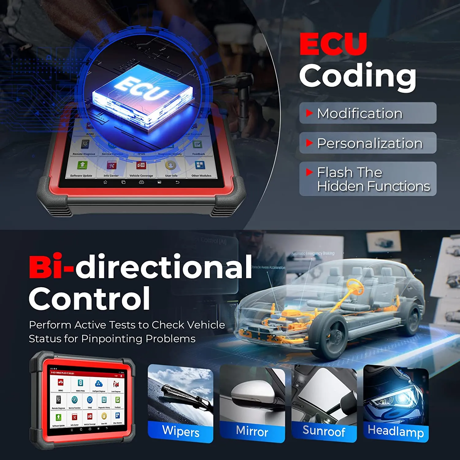 LAUNCH X431 IMMO Plus With X-PROG 3 Key Fob Programming Diagnostic Tool 39  Service Functions