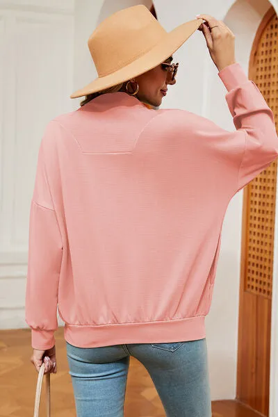 Lemon Half Zip Dropped Shoulder Sweatshirt