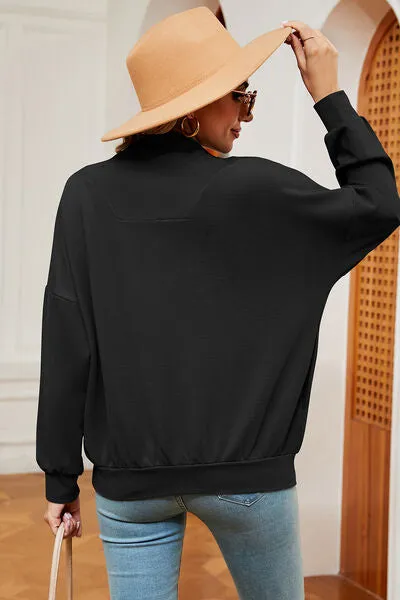 Lemon Half Zip Dropped Shoulder Sweatshirt