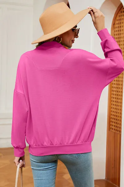 Lemon Half Zip Dropped Shoulder Sweatshirt