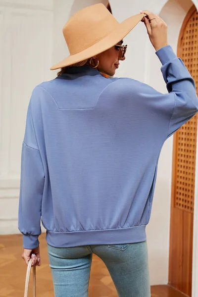 Lemon Half Zip Dropped Shoulder Sweatshirt