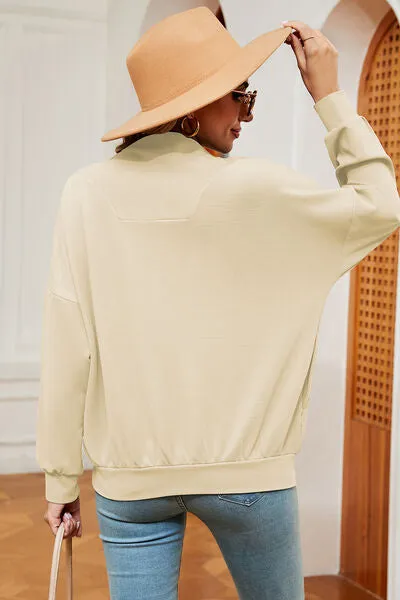 Lemon Half Zip Dropped Shoulder Sweatshirt