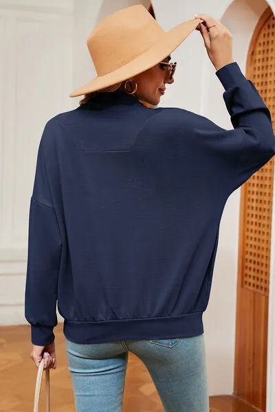 Lemon Half Zip Dropped Shoulder Sweatshirt