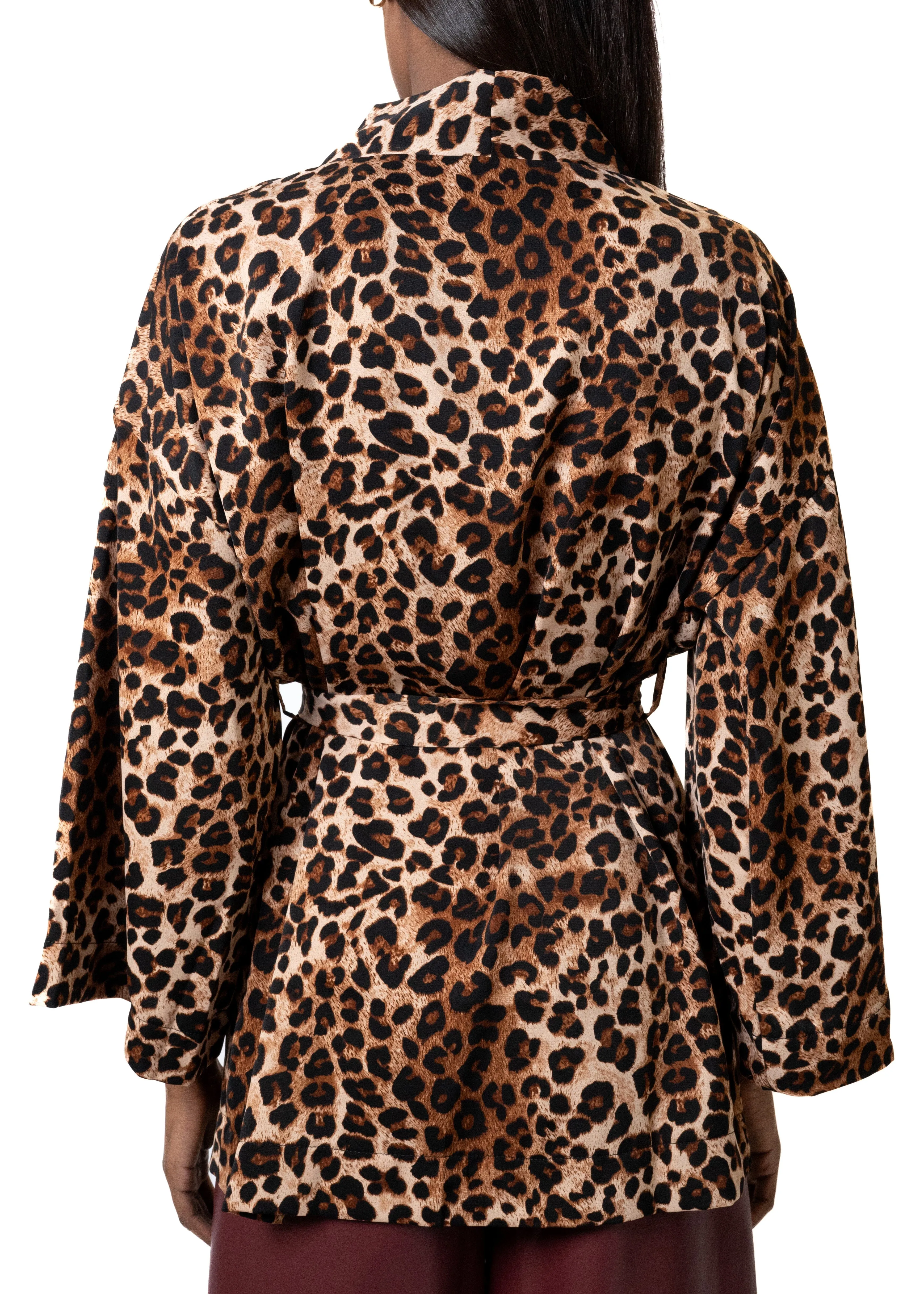 Leopard Print Wrap Blouse