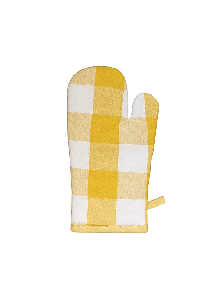 Linen House Revana Check Yellow Oven Mitt