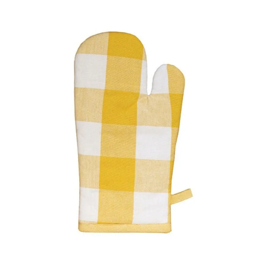 Linen House Revana Check Yellow Oven Mitt