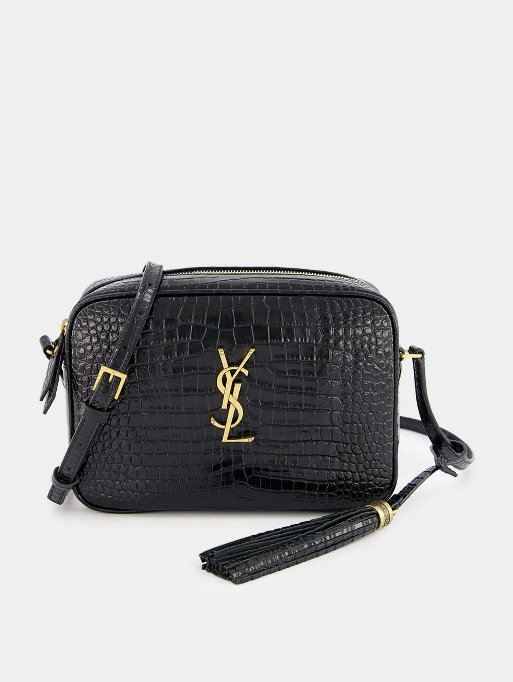 Lou Crocodile-Embossed Leather Crossbody Bag