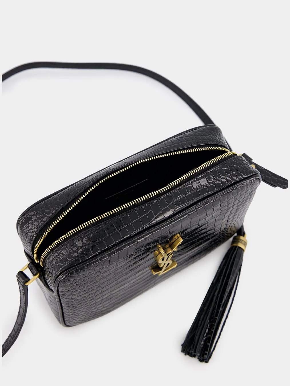 Lou Crocodile-Embossed Leather Crossbody Bag