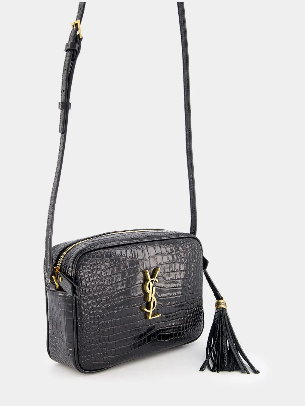 Lou Crocodile-Embossed Leather Crossbody Bag