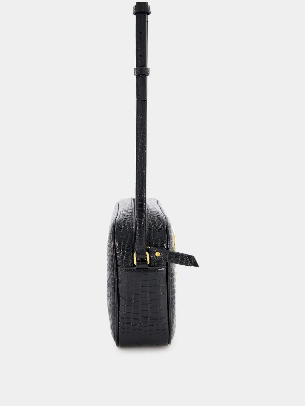 Lou Crocodile-Embossed Leather Crossbody Bag