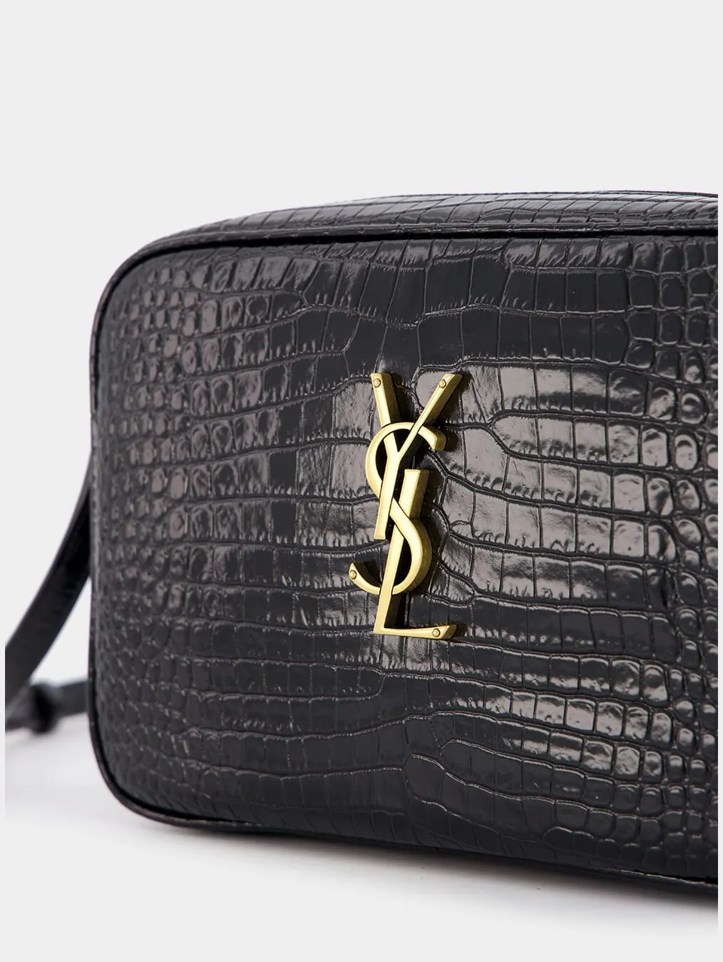 Lou Crocodile-Embossed Leather Crossbody Bag