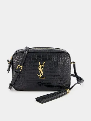 Lou Crocodile-Embossed Leather Crossbody Bag