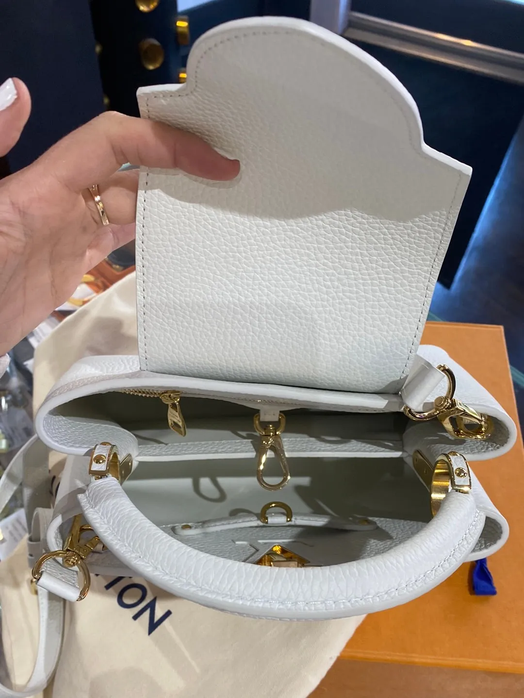 Louis Vuitton Arty Capucines BB Urs Fischer White Leather Bag with Gold Hardware