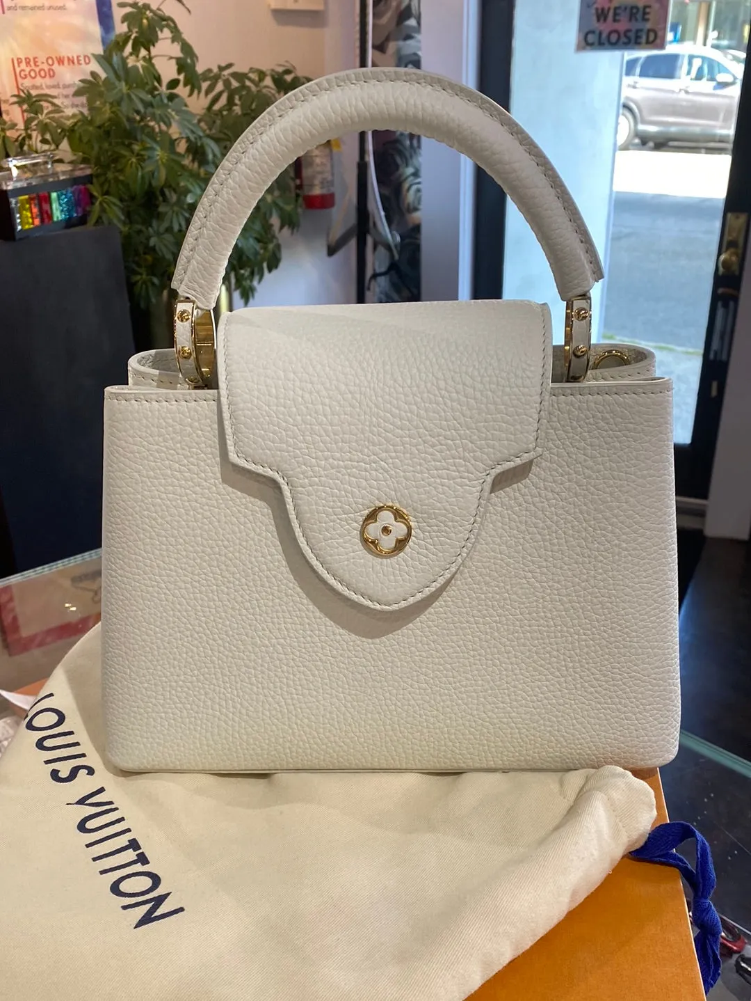 Louis Vuitton Arty Capucines BB Urs Fischer White Leather Bag with Gold Hardware