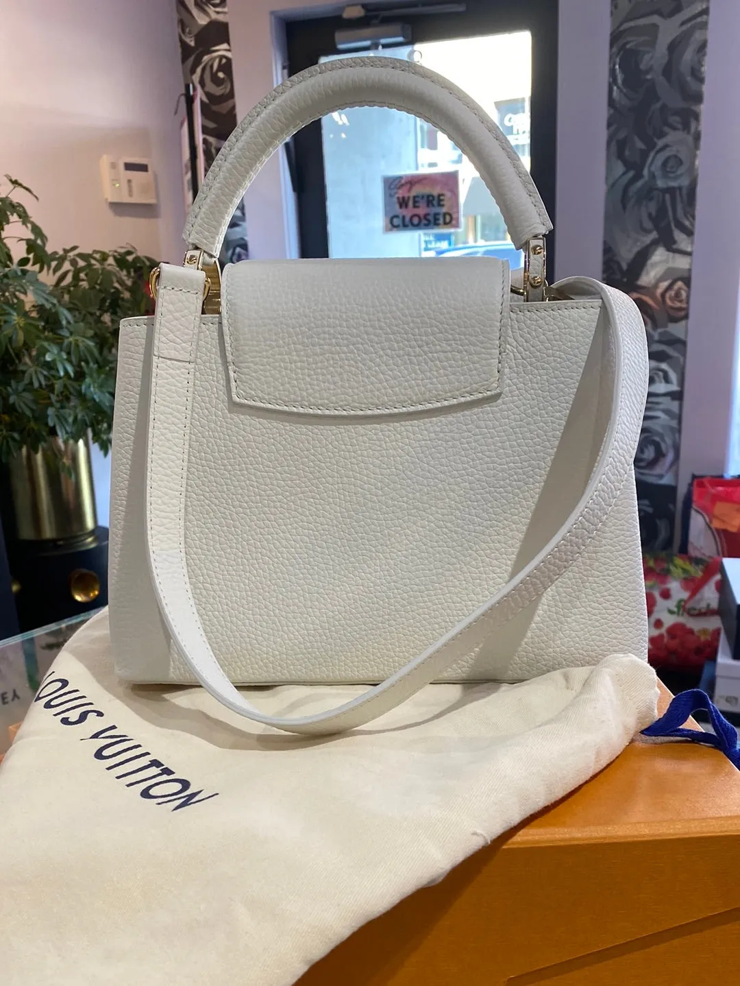 Louis Vuitton Arty Capucines BB Urs Fischer White Leather Bag with Gold Hardware