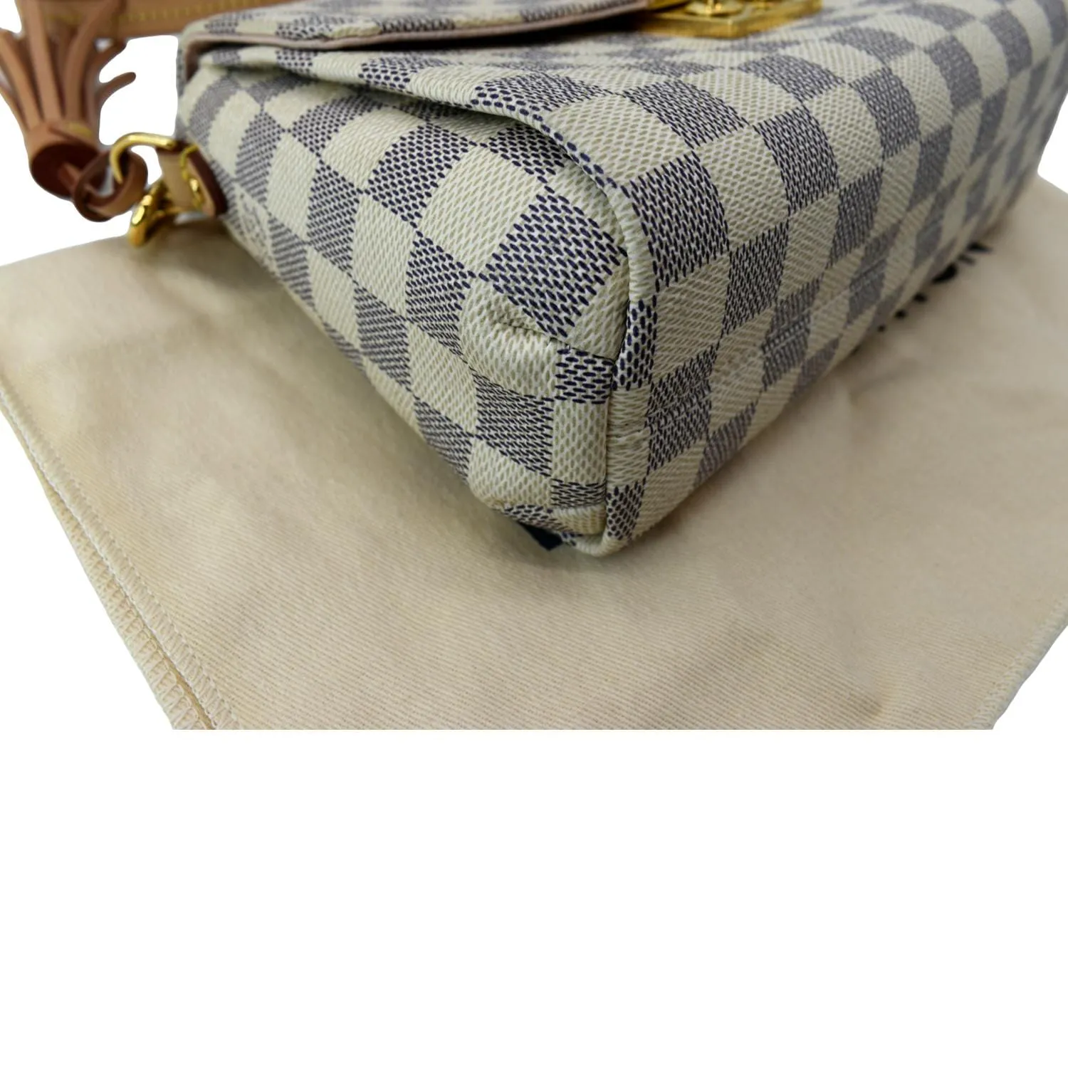 LOUIS VUITTON Croisette Damier Azur Satchel Crossbody Bag White