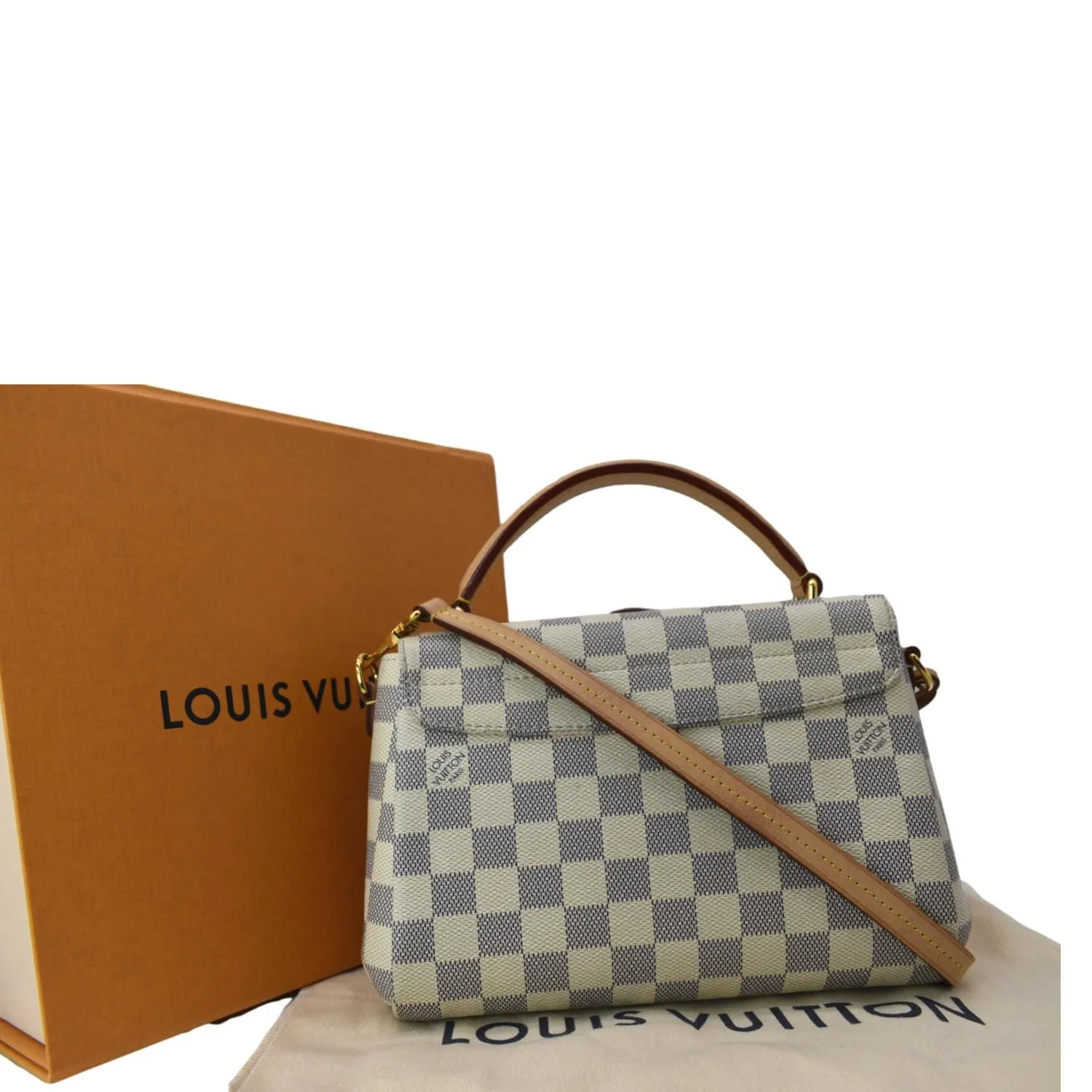 LOUIS VUITTON Croisette Damier Azur Satchel Crossbody Bag White