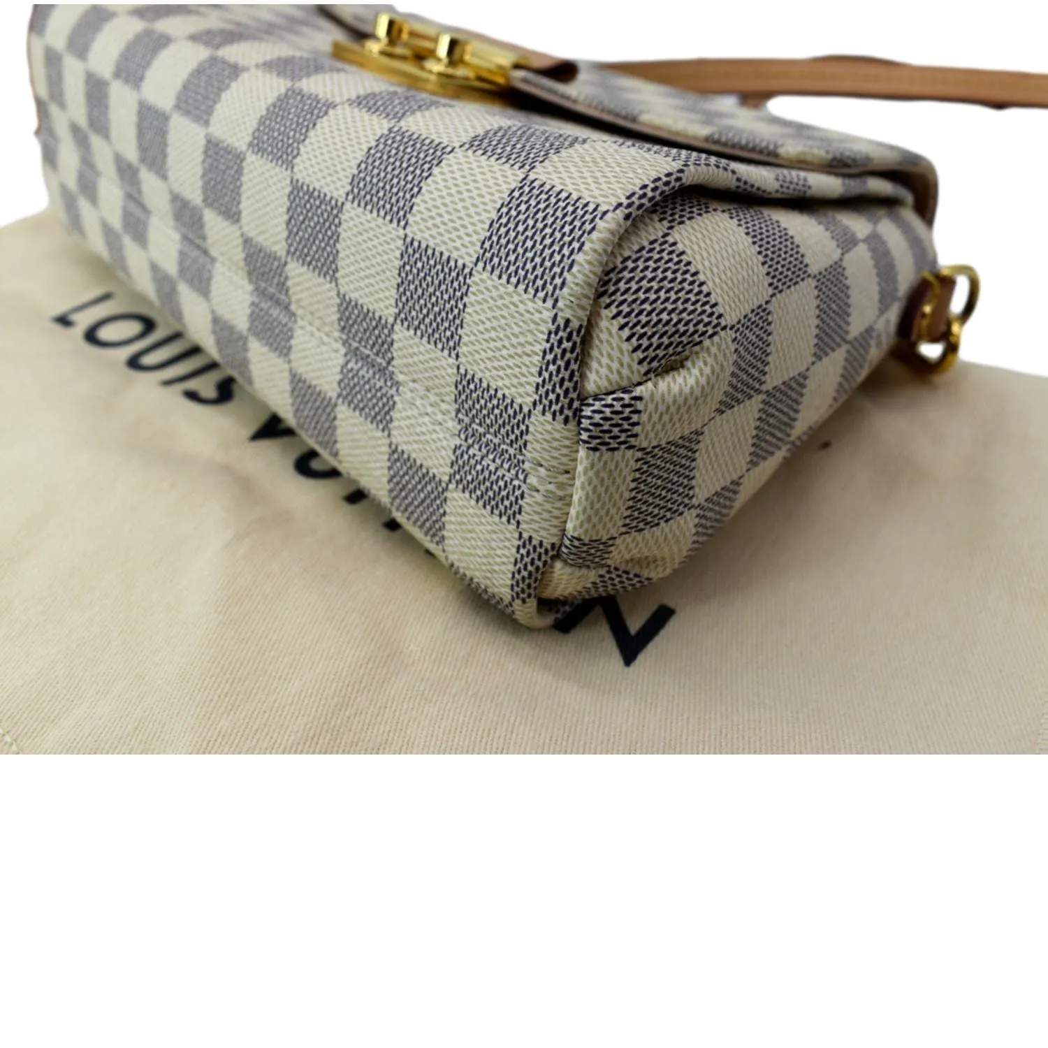 LOUIS VUITTON Croisette Damier Azur Satchel Crossbody Bag White