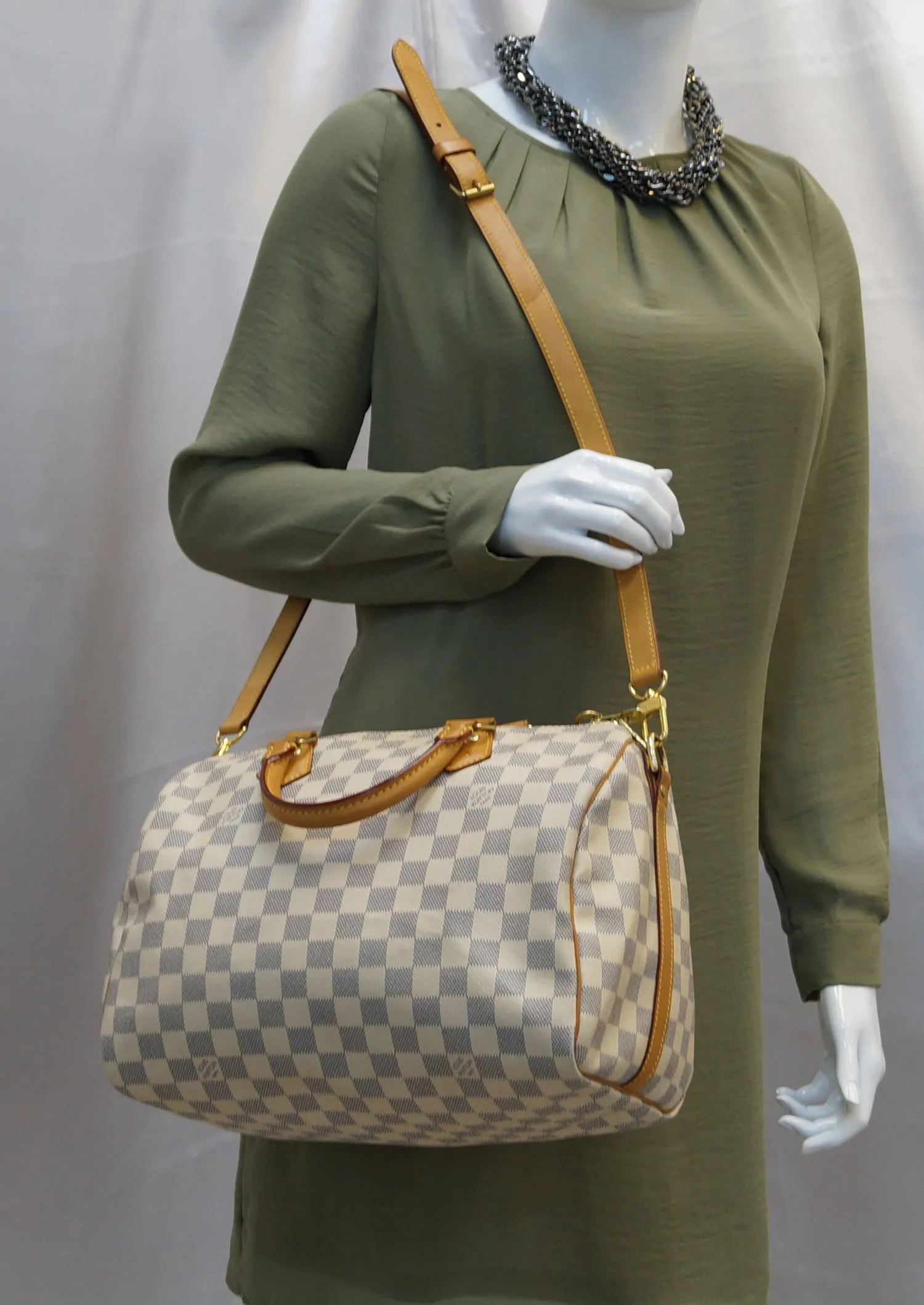 Louis Vuitton Damier Azur Speedy 30 Bandouliere Shoulder Bag