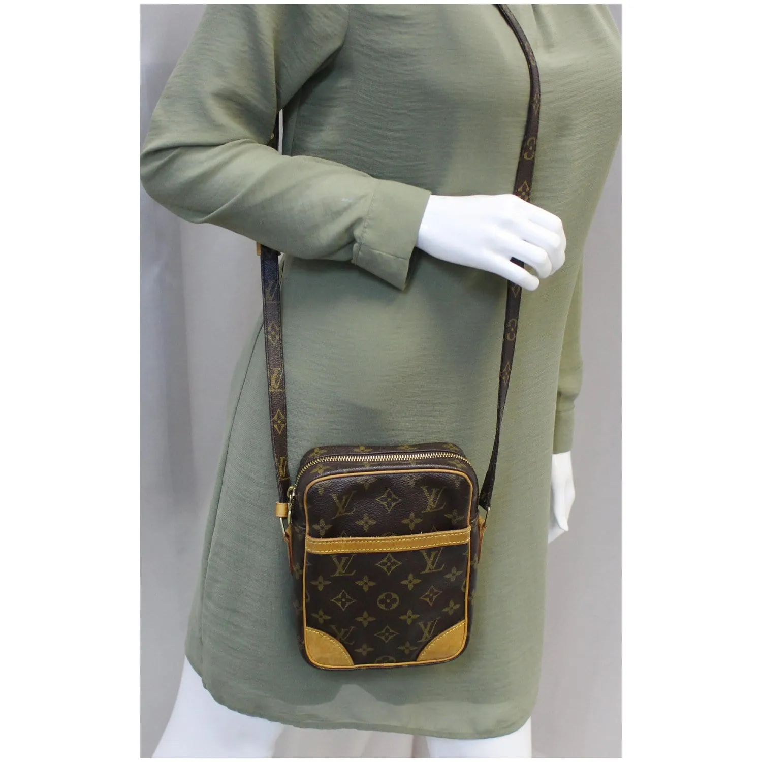 LOUIS VUITTON Danube Monogram Canvas Crossbody Bag Brown