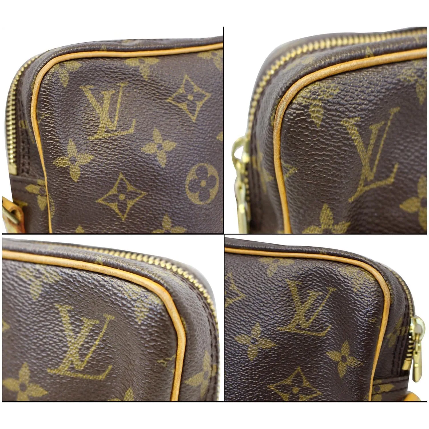 LOUIS VUITTON Danube Monogram Canvas Crossbody Bag Brown