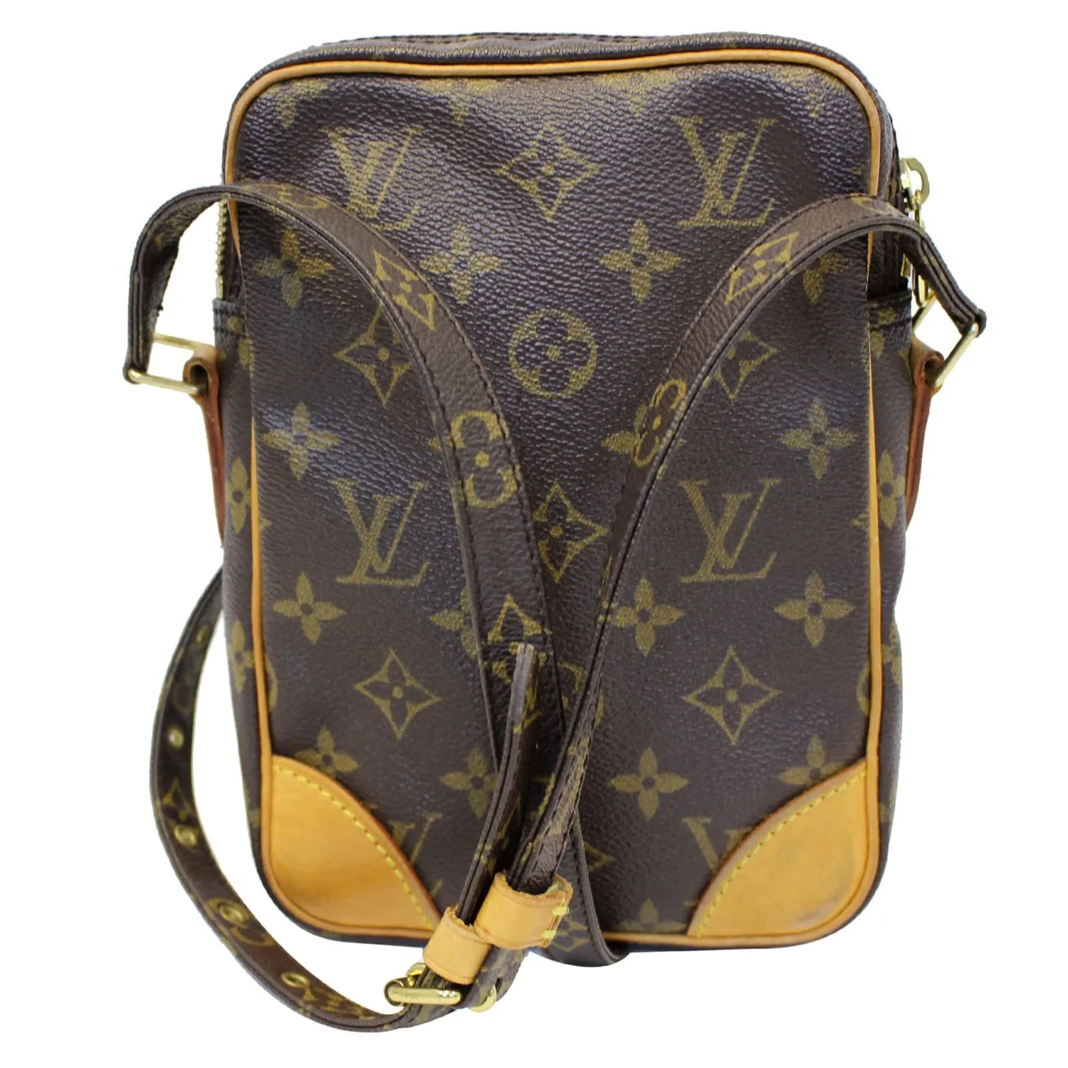 LOUIS VUITTON Danube Monogram Canvas Crossbody Bag Brown