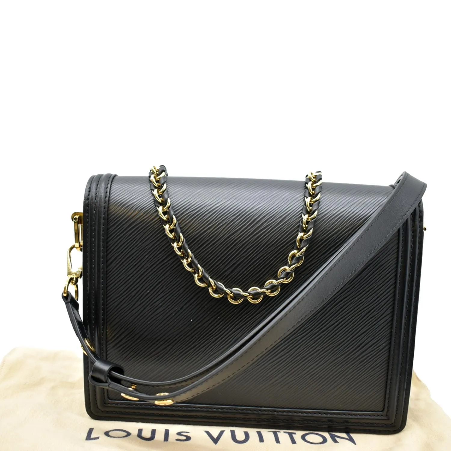 LOUIS VUITTON Dauphine MM Epi Leather Shoulder Bag Black