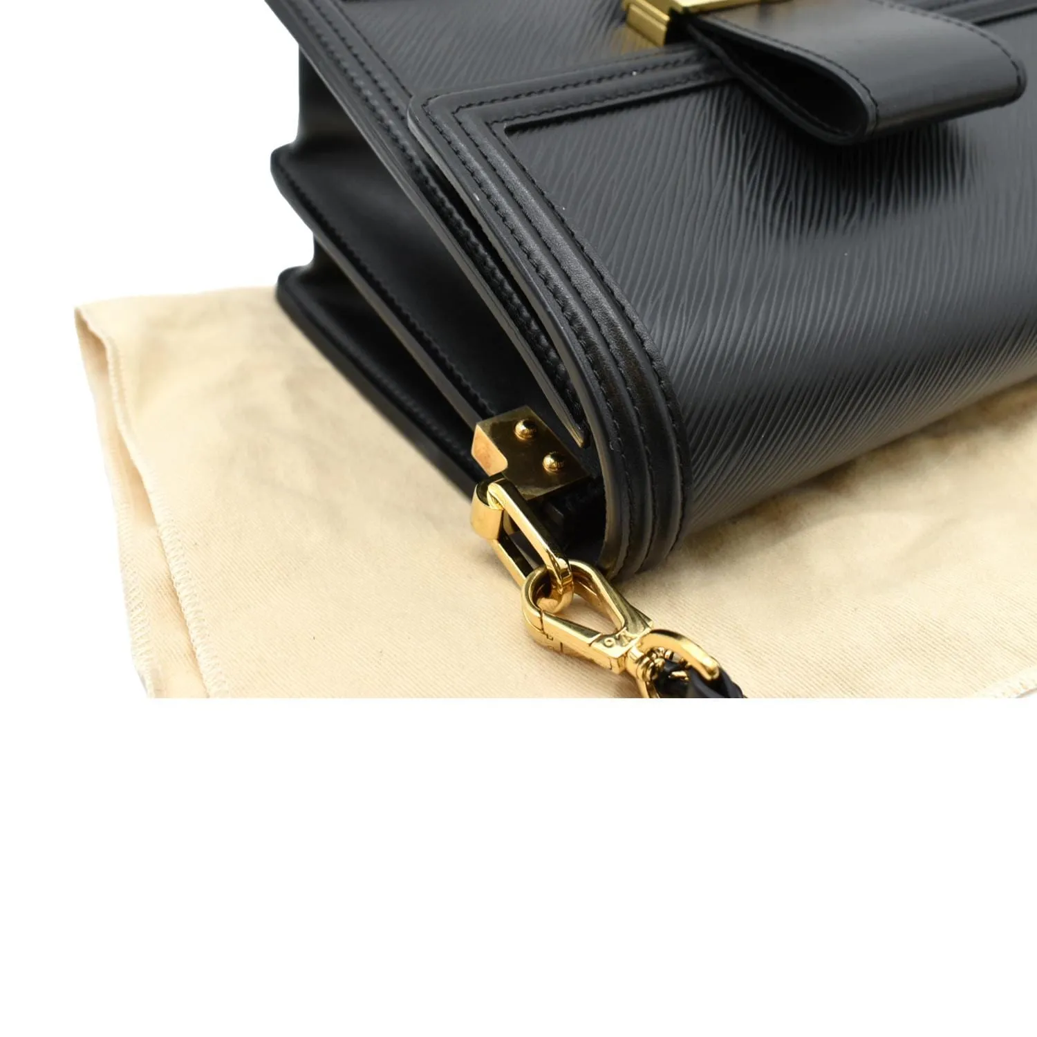 LOUIS VUITTON Dauphine MM Epi Leather Shoulder Bag Black
