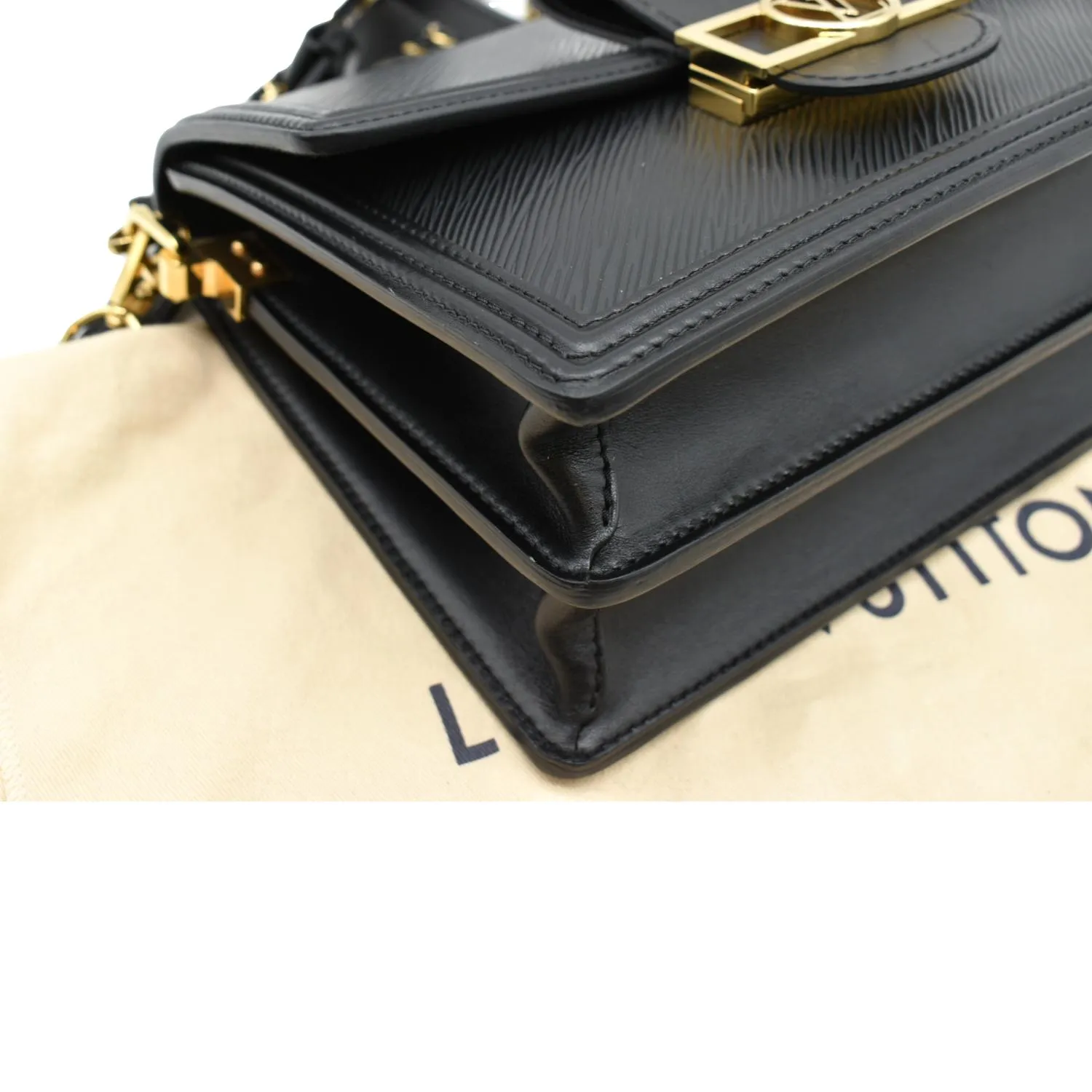 LOUIS VUITTON Dauphine MM Epi Leather Shoulder Bag Black