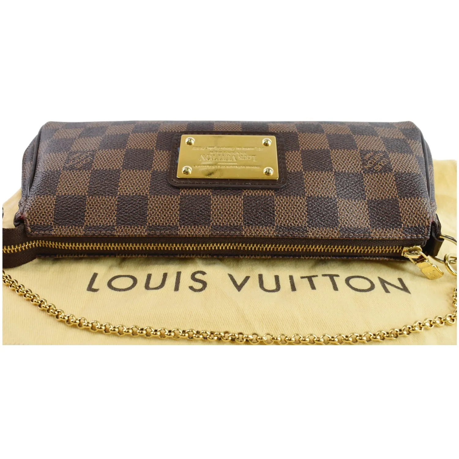 LOUIS VUITTON Eva Damier Ebene Pochette Clutch Crossbody Bag