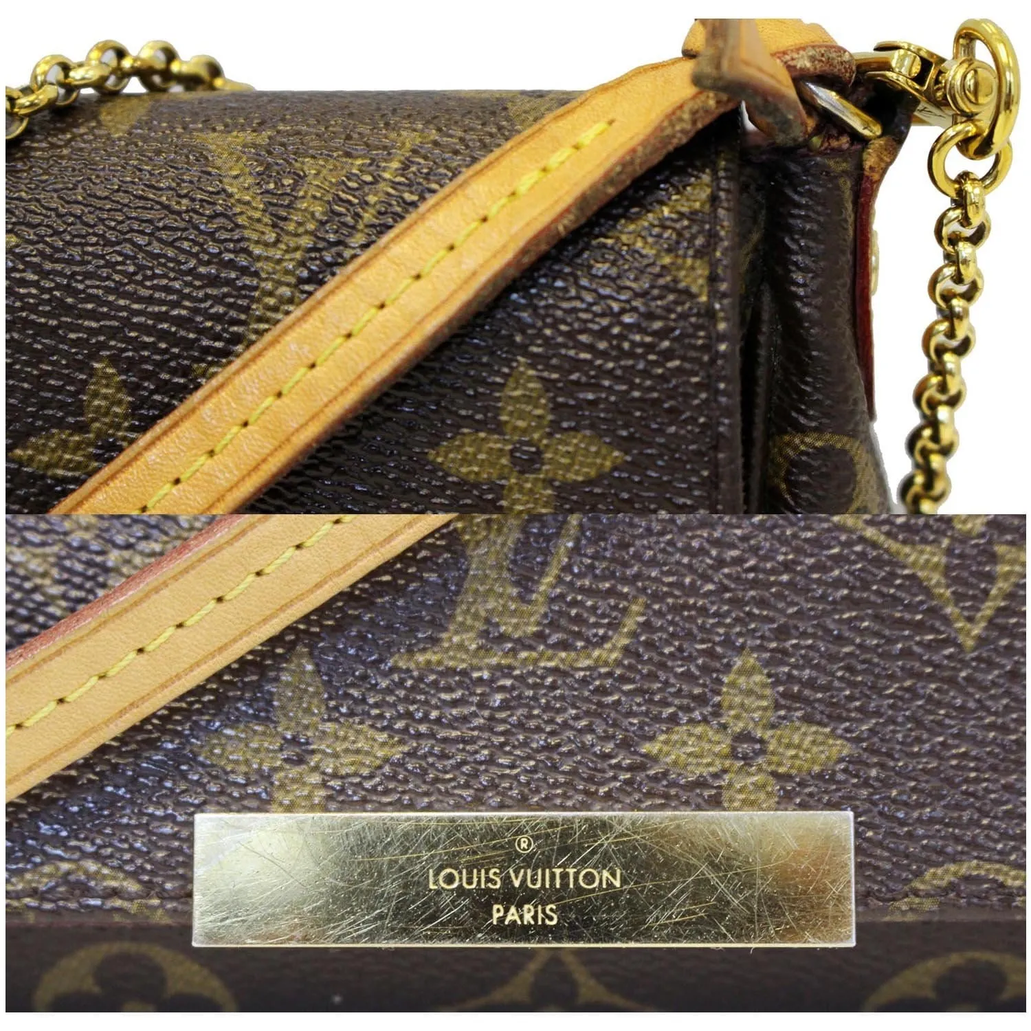 LOUIS VUITTON Favorite MM Monogram Canvas Crossbody Bag Brown
