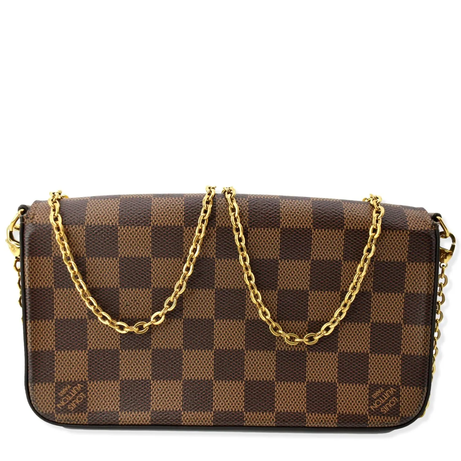 LOUIS VUITTON Felicie Damier Ebene Pochette Crossbody Bag Brown