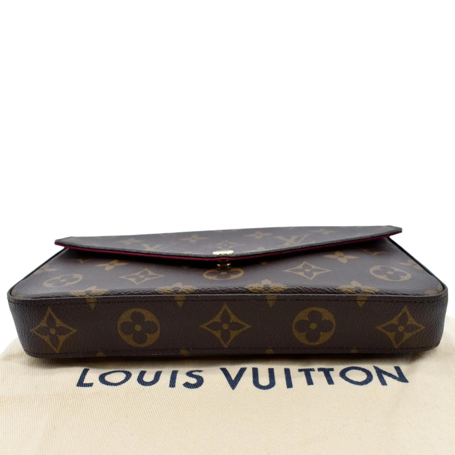 LOUIS VUITTON Felicie Monogram Canvas Pochette Crossbody Bag Brown