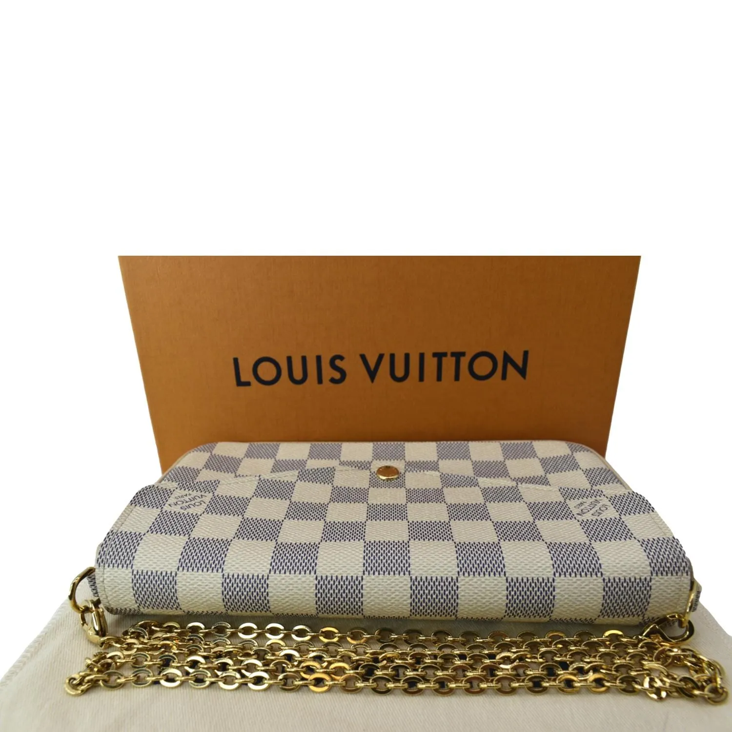 LOUIS VUITTON Felicie Pochette Damier Azur Crossbody Bag White