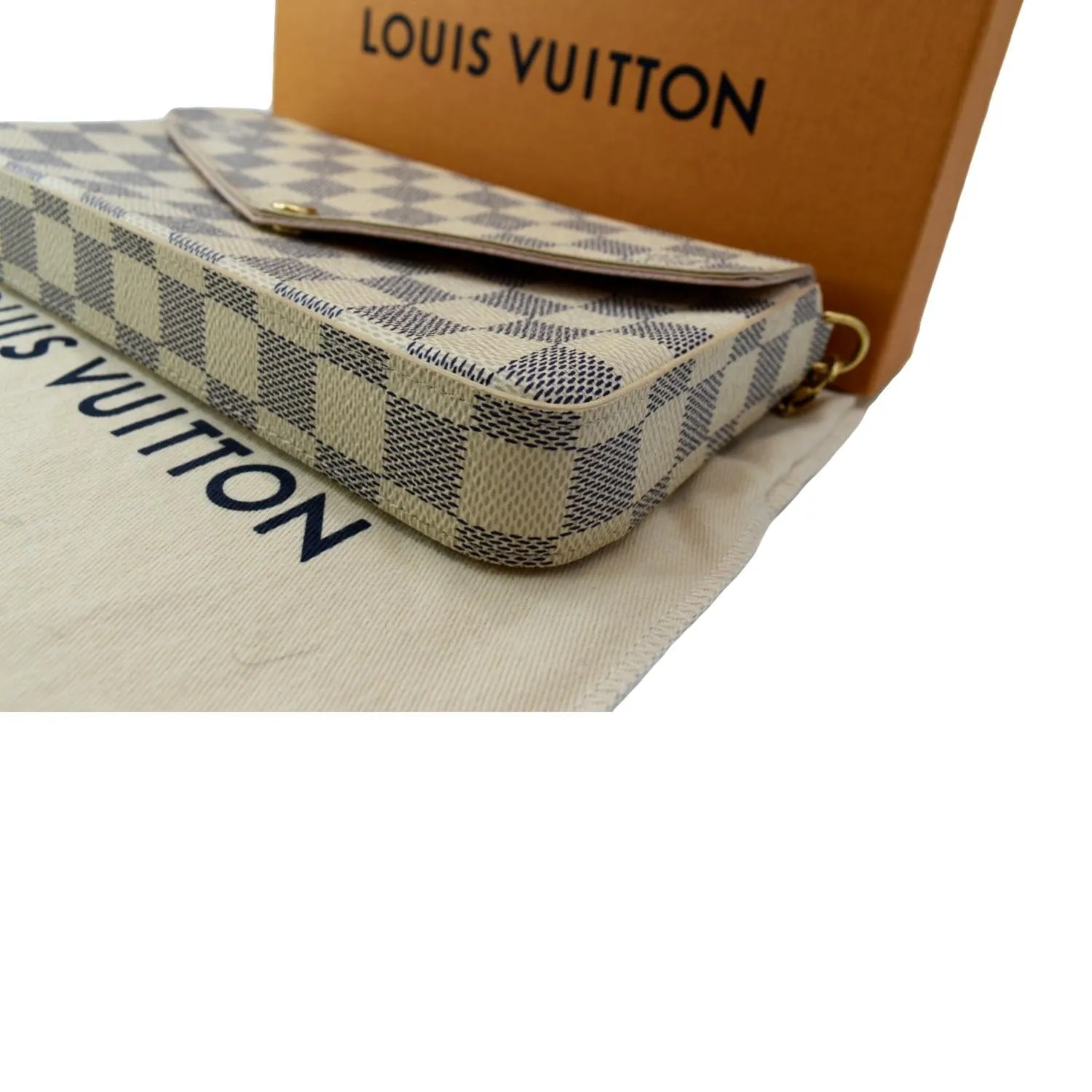 LOUIS VUITTON Felicie Pochette Damier Azur Crossbody Bag White