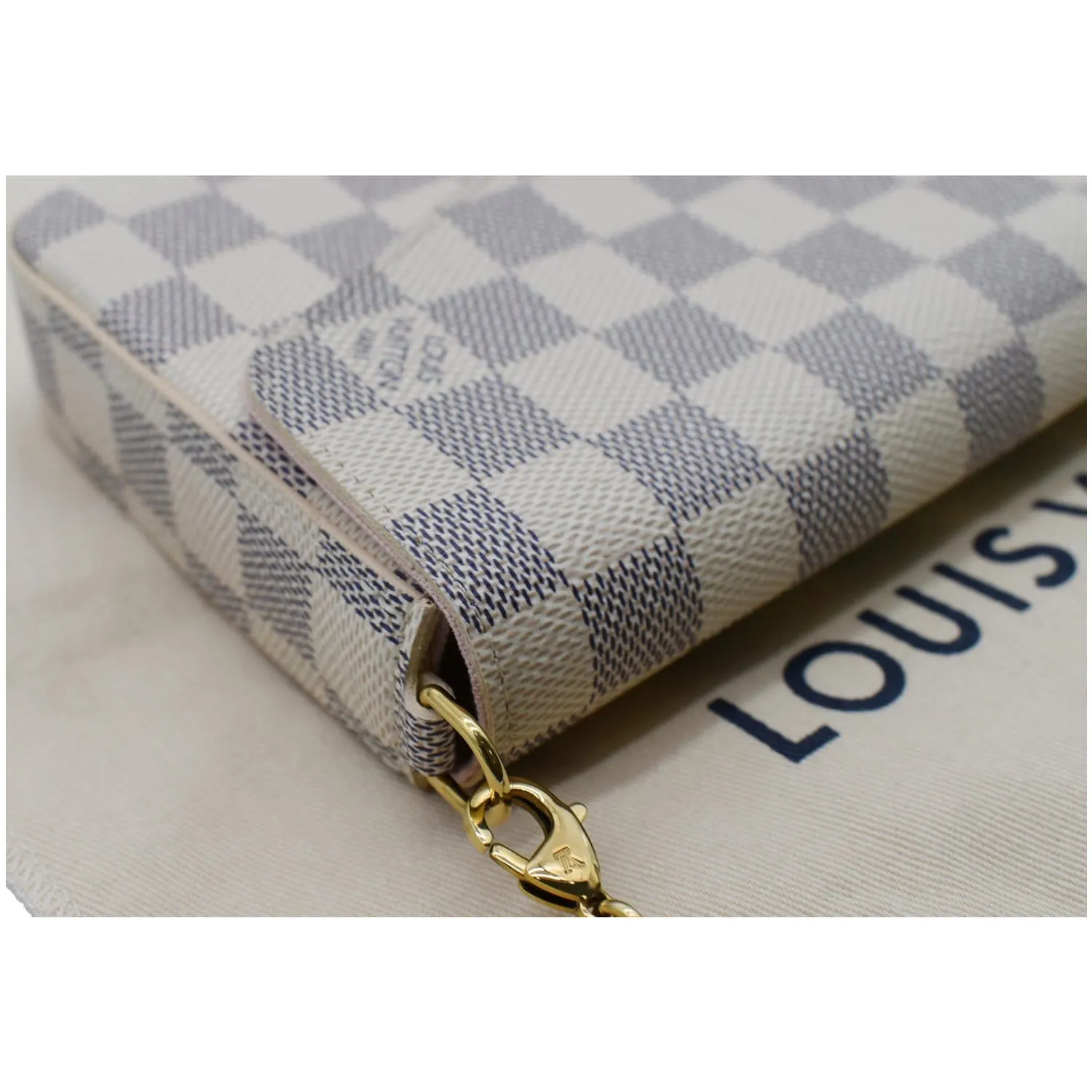 LOUIS VUITTON Felicie Pochette Damier Azur Crossbody Bag White