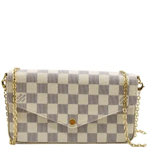 LOUIS VUITTON Felicie Pochette Damier Azur Crossbody Bag White