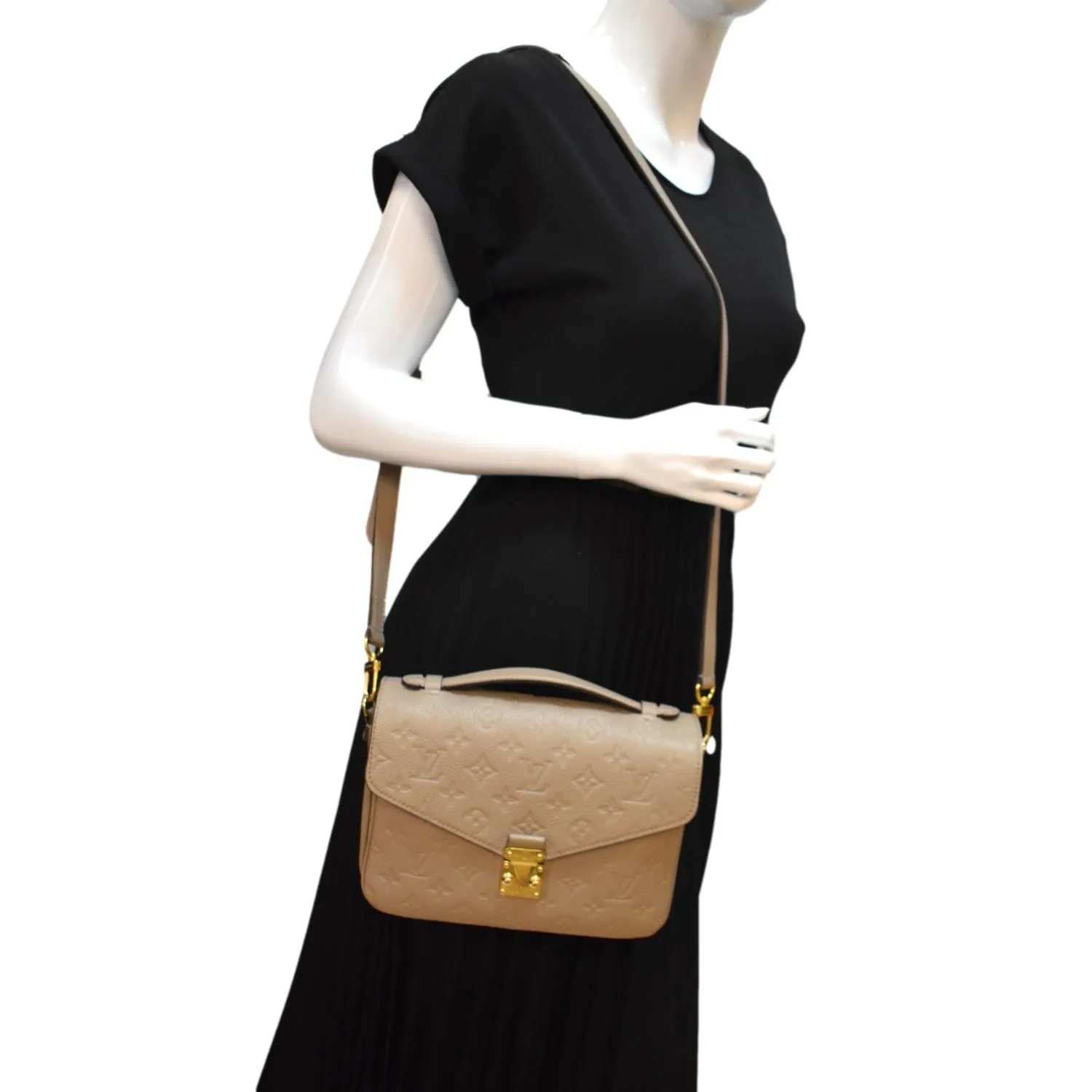 LOUIS VUITTON Metis Pochette Empreinte Leather Crossbody Bag Turtledove