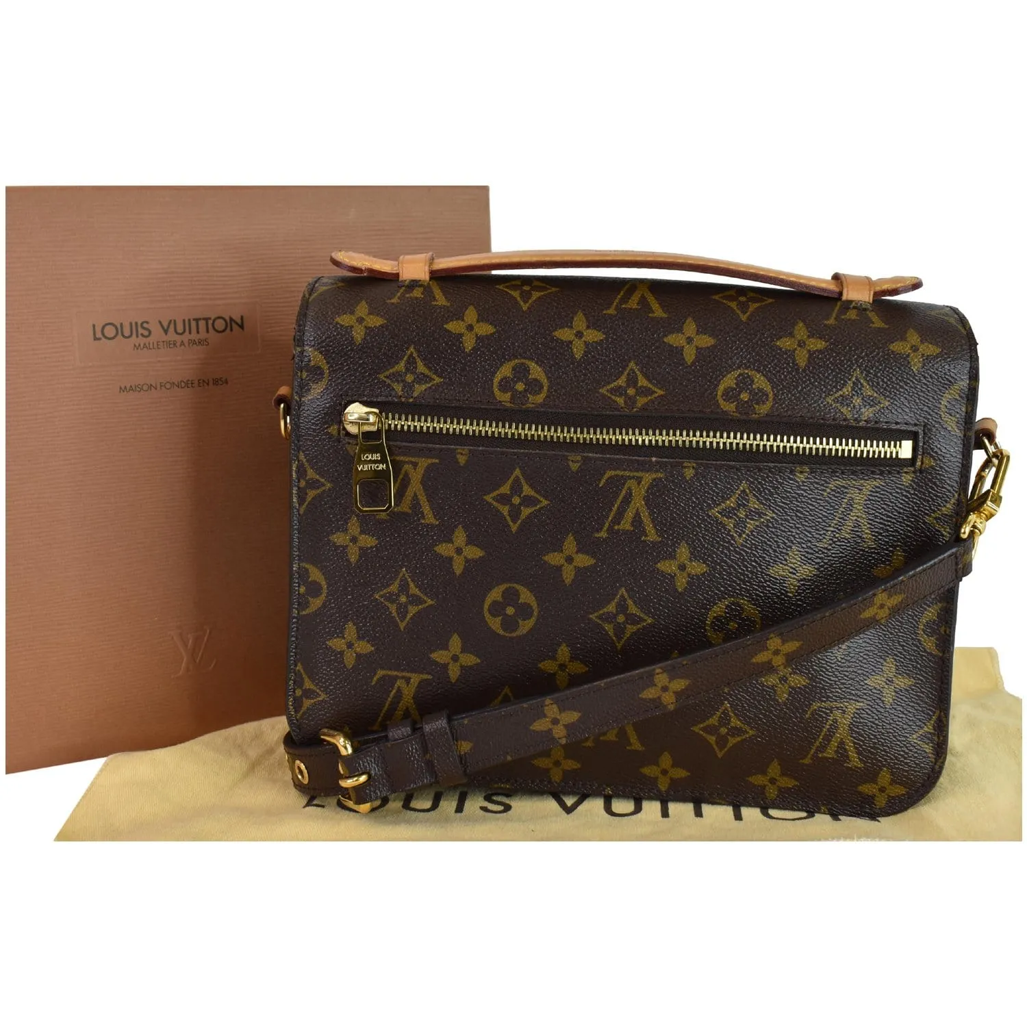 LOUIS VUITTON Metis Pochette Monogram Canvas Crossbody Bag Brown