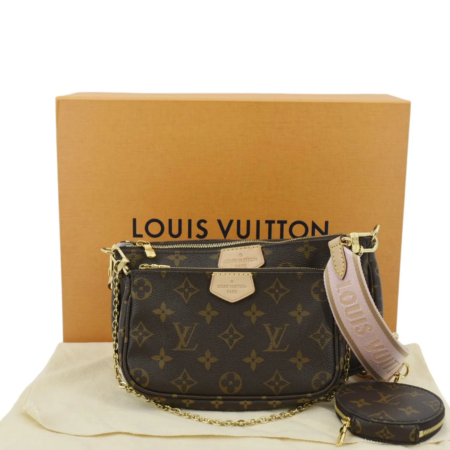 LOUIS VUITTON Multi Pochette Accessoires Monogram Canvas Shoulder Bag Light Pink