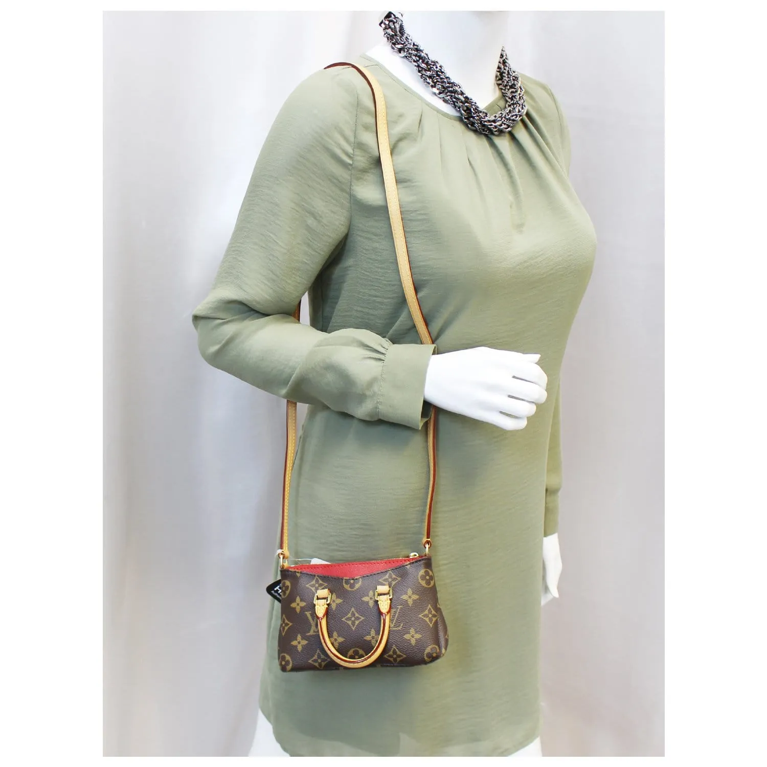 LOUIS VUITTON Nano Pallas Monogram Canvas Shoulder Crossbody Bag