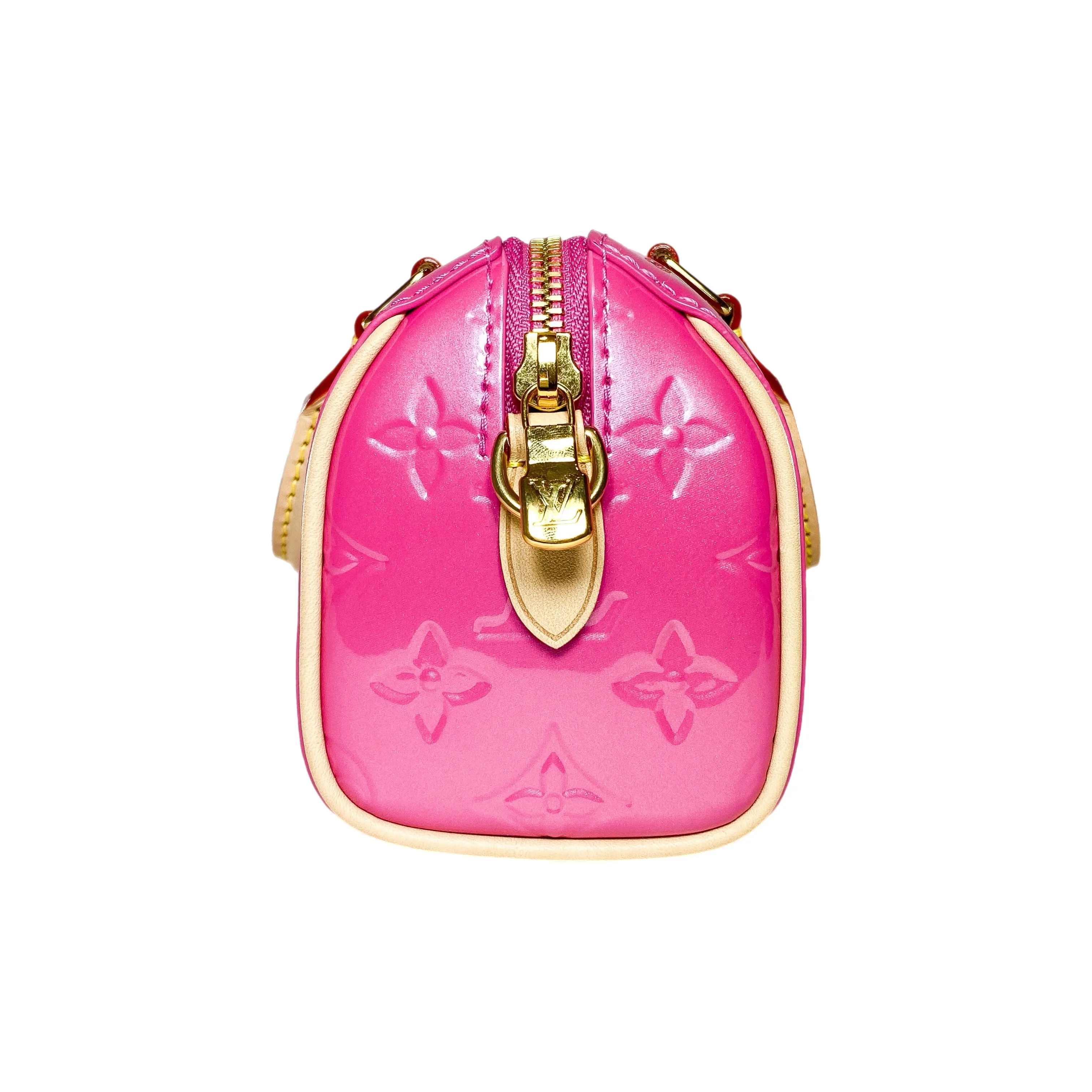 Louis Vuitton Neon Pink Patent Monogram Nano Speedy