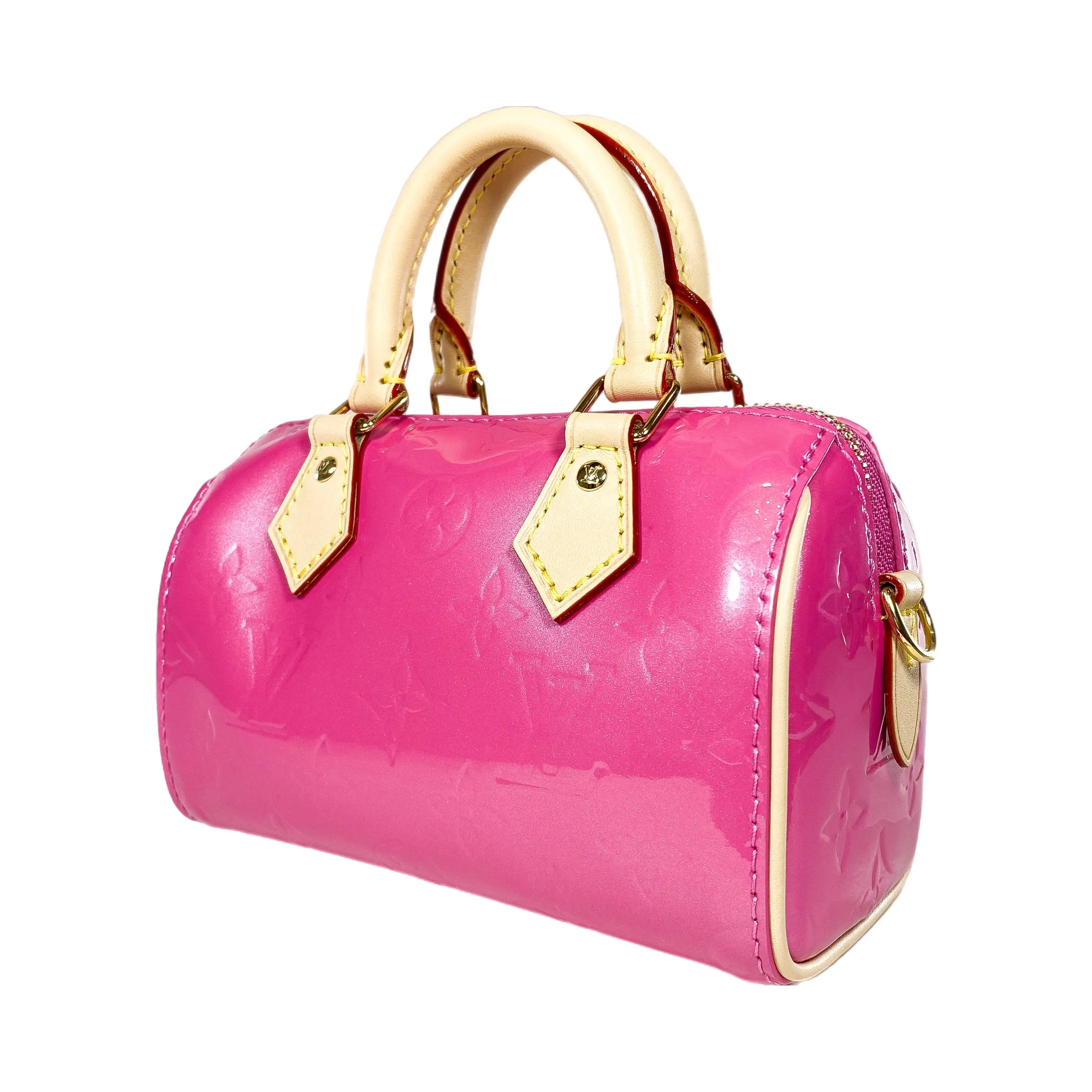 Louis Vuitton Neon Pink Patent Monogram Nano Speedy