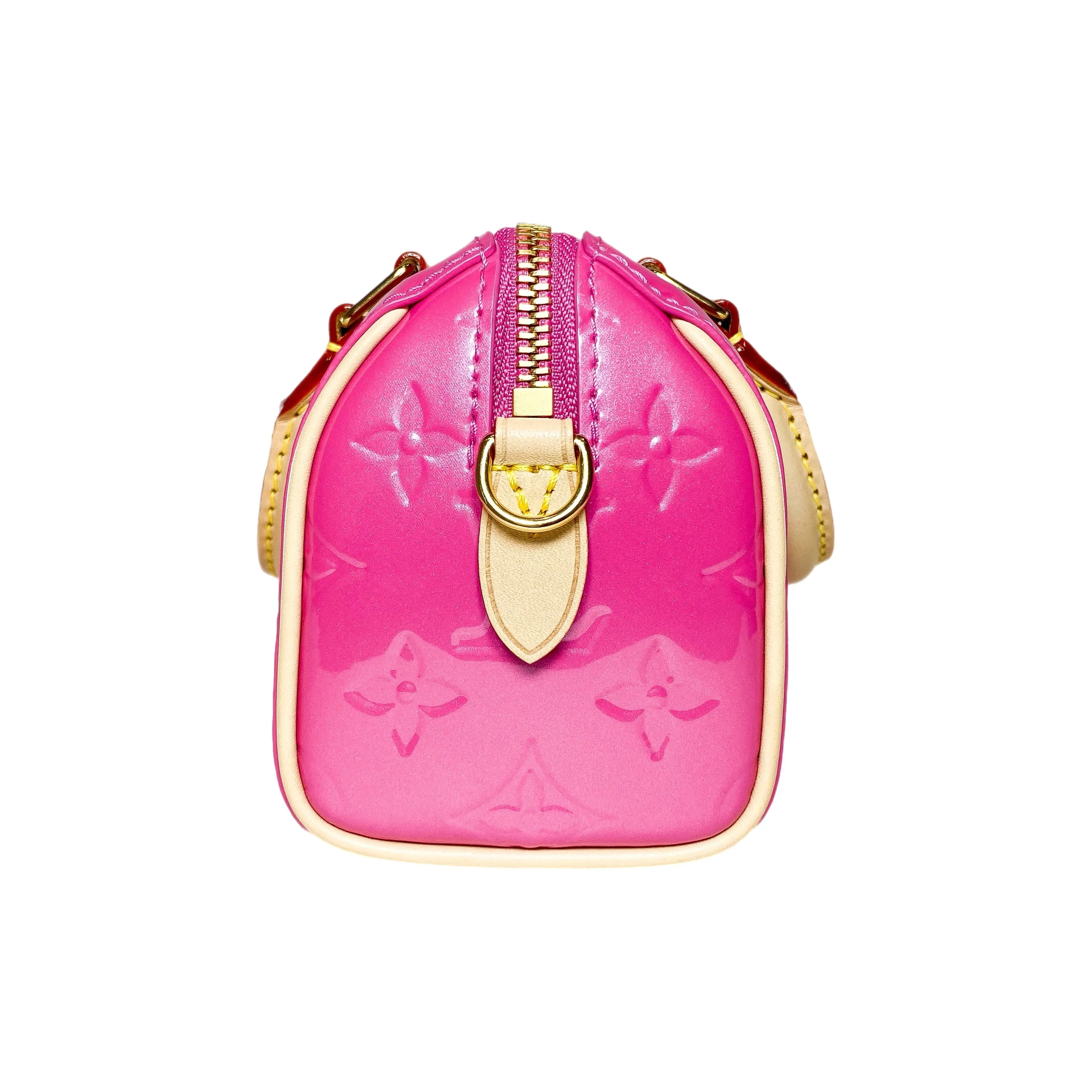 Louis Vuitton Neon Pink Patent Monogram Nano Speedy