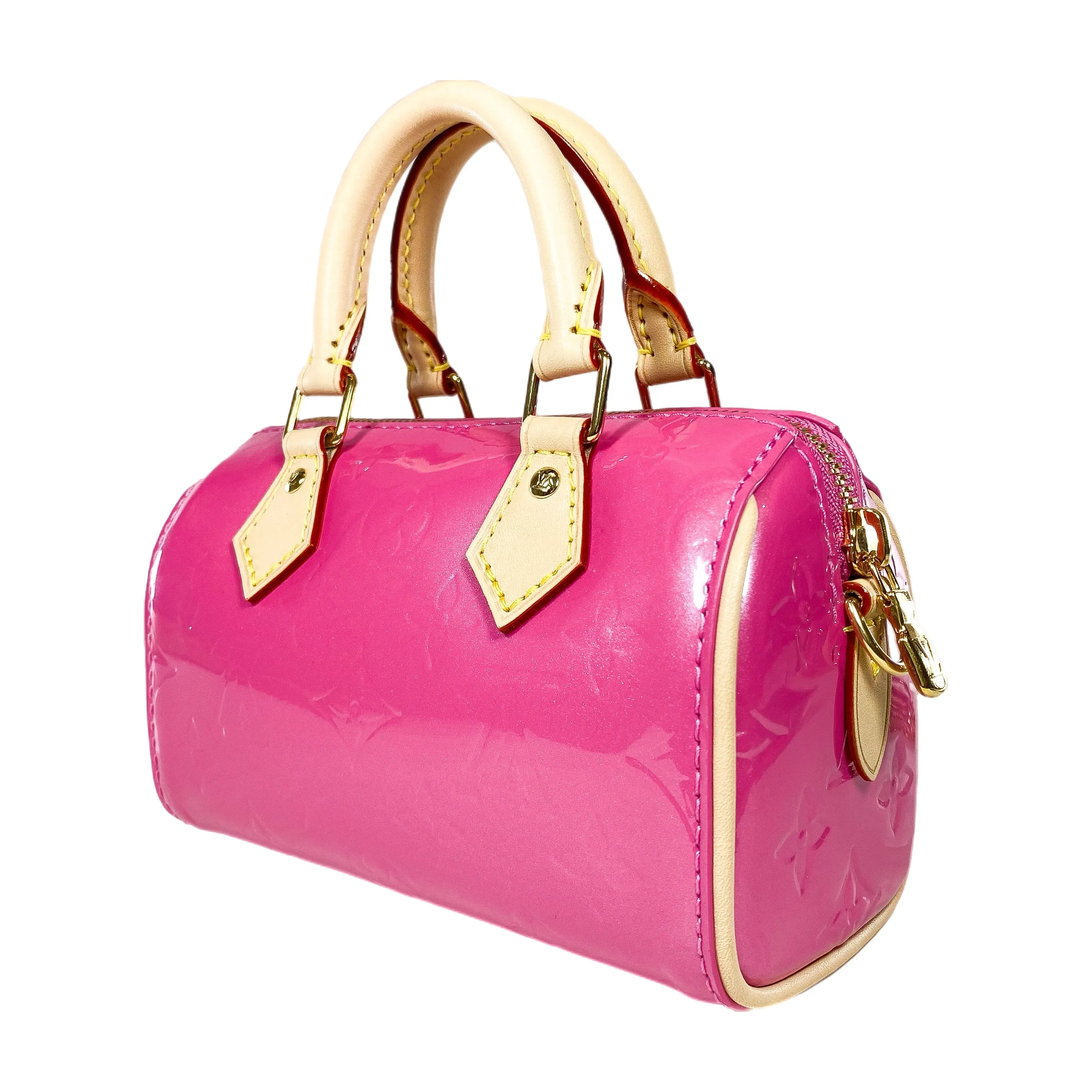 Louis Vuitton Neon Pink Patent Monogram Nano Speedy