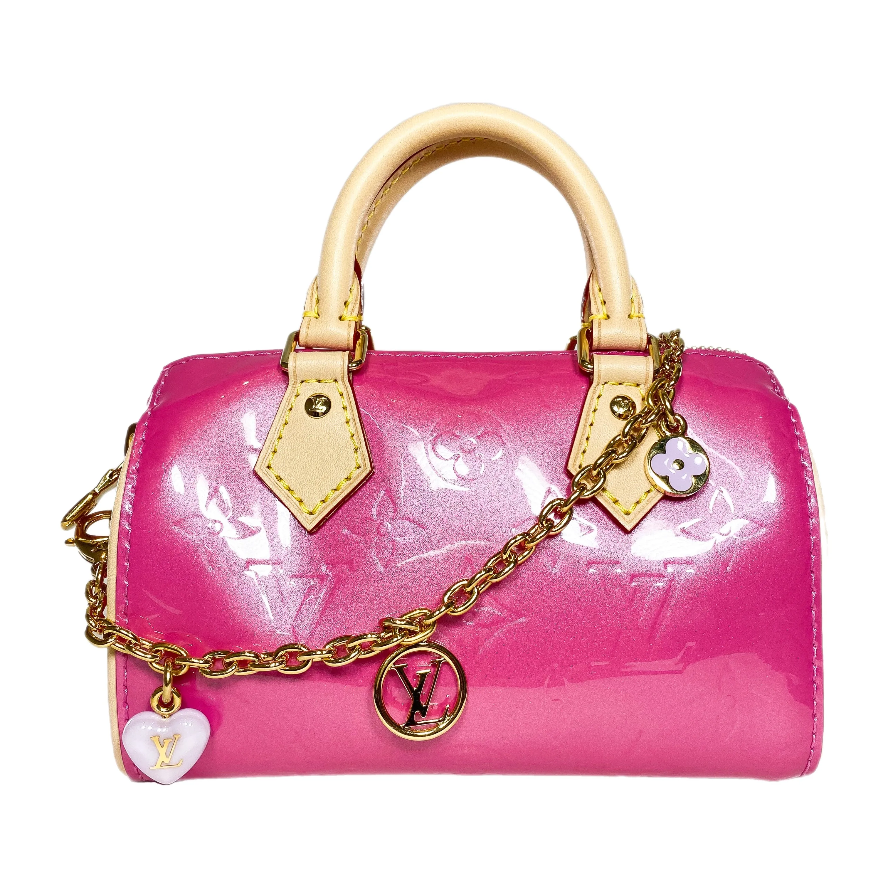 Louis Vuitton Neon Pink Patent Monogram Nano Speedy