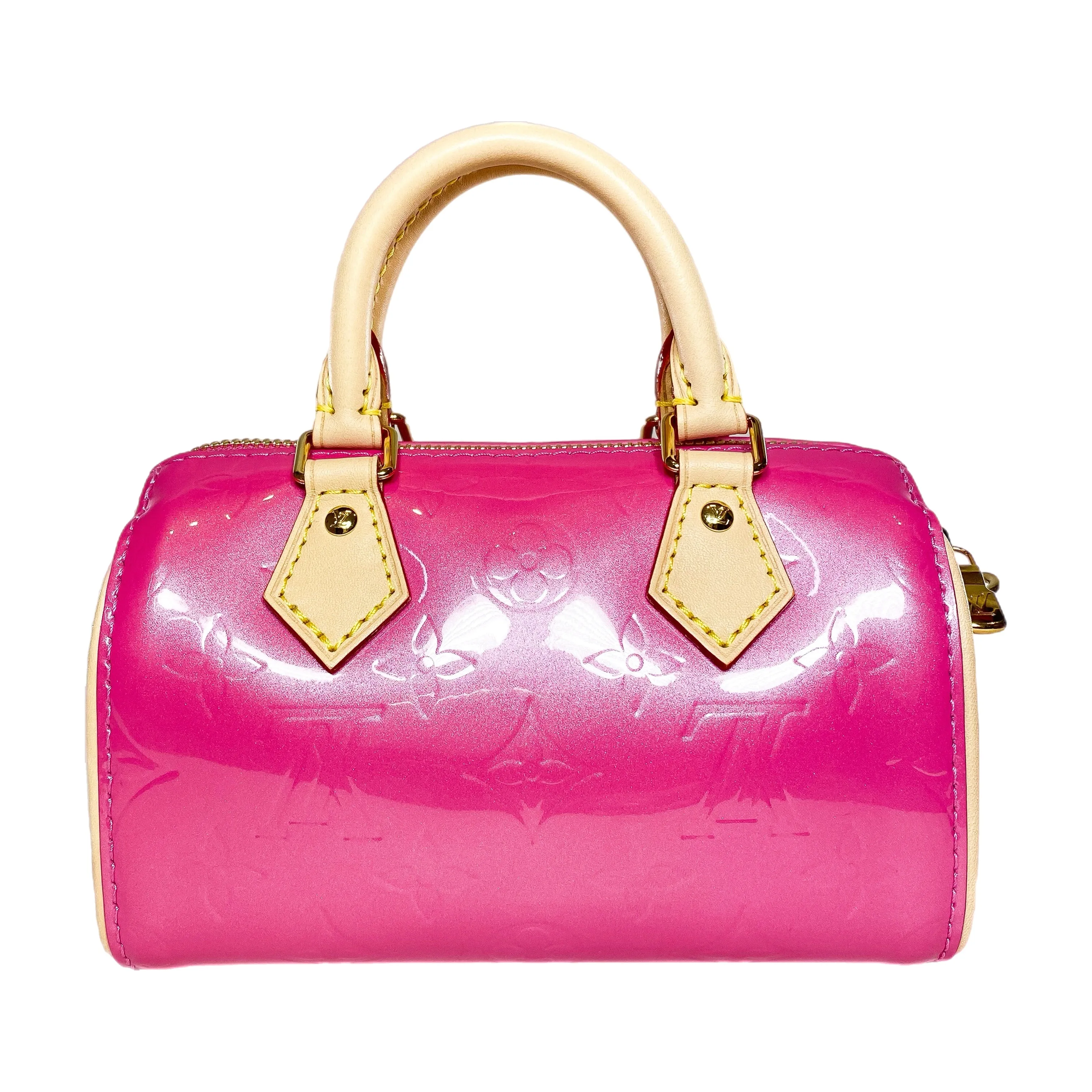 Louis Vuitton Neon Pink Patent Monogram Nano Speedy