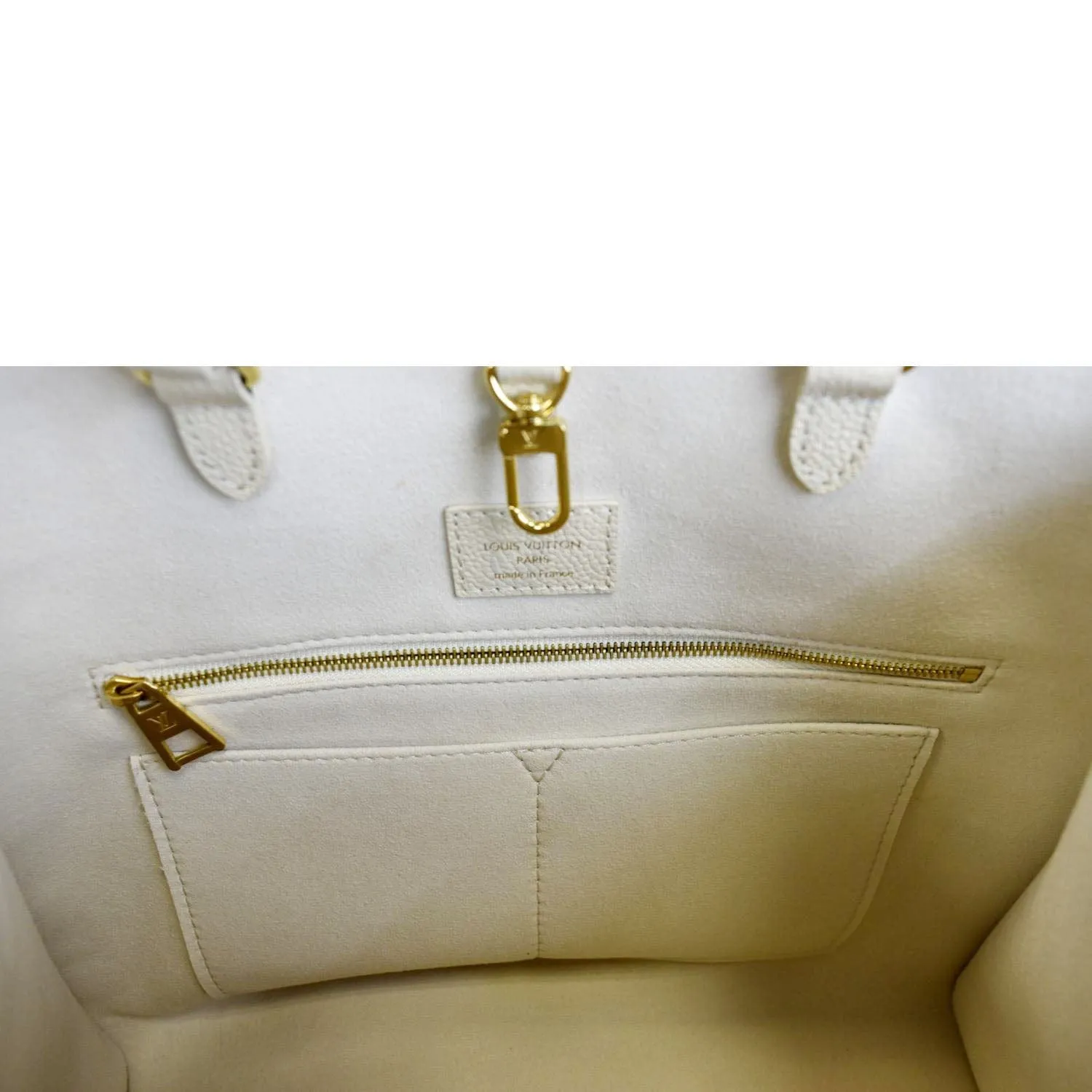 LOUIS VUITTON Onthego Spring City MM Monogram Empreinte Leather Shoulder Bag Cream